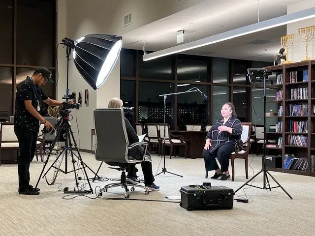 An interview being filmed